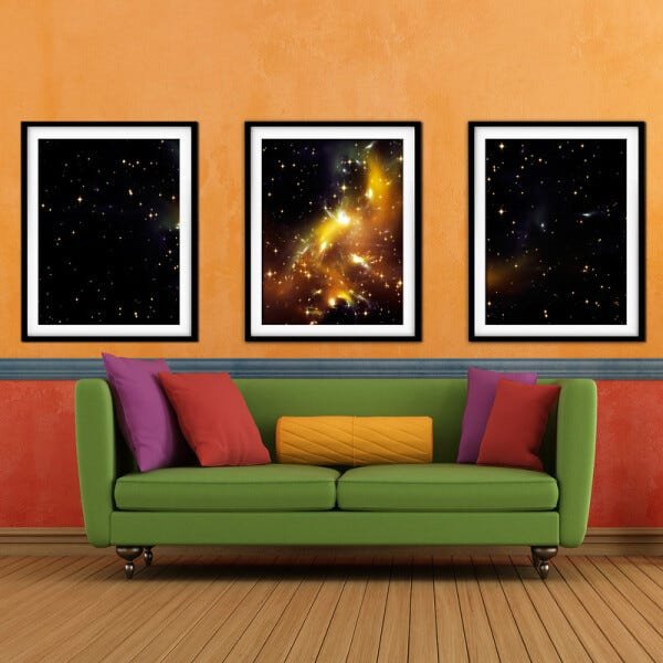 Quadro mdf preto 80x140 universo colorido mod 79 - 2