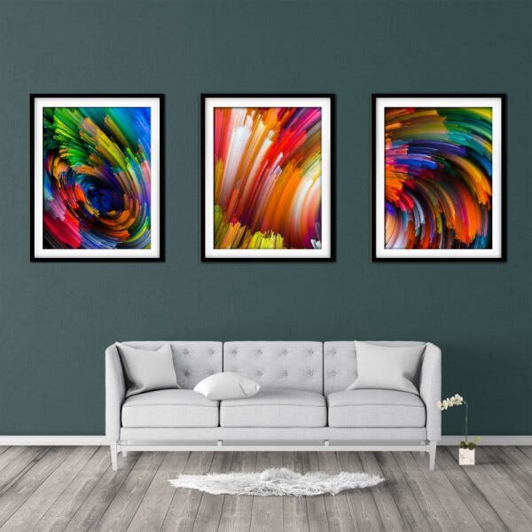 Quadro mdf preto 80x140 universo colorido mod 32 - 2