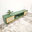 Ver imagem 3 de Rack Sala Tv até 75 Polegadas Ricco 220 Cm Laca com Portas em Palhinha Verde