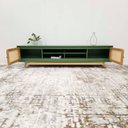 Ver imagem 4 de Rack Sala Tv até 75 Polegadas Ricco 220 Cm Laca com Portas em Palhinha Verde