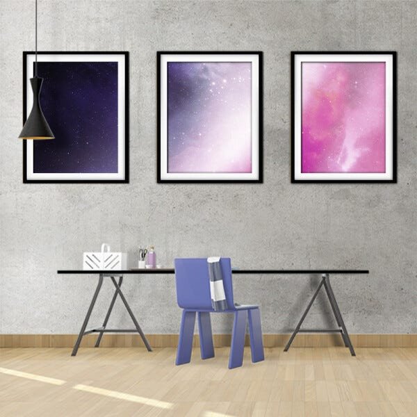 Quadro mdf preto 68x126 universo colorido mod 182 - 2