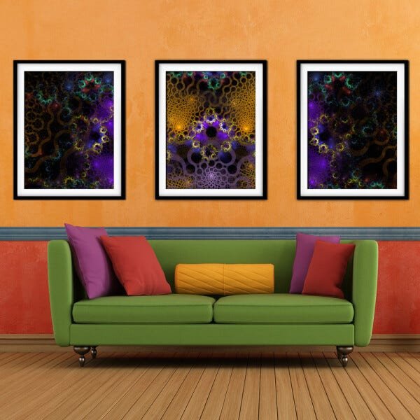 Quadro mdf preto 68x126 universo colorido mod 180 - 2