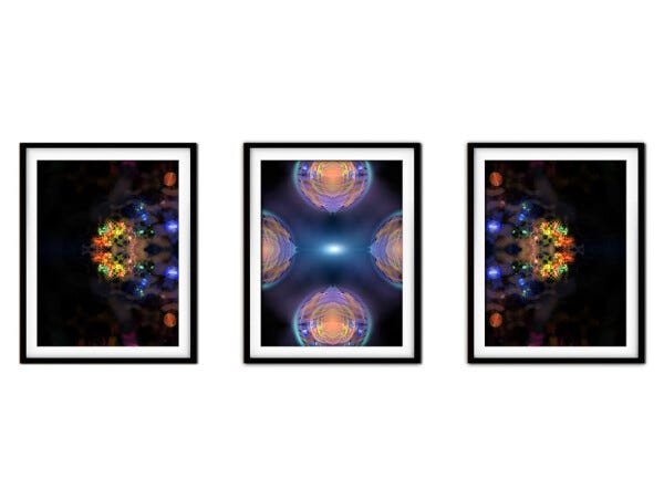 Quadro mdf preto 68x126 universo colorido mod 179 - 1