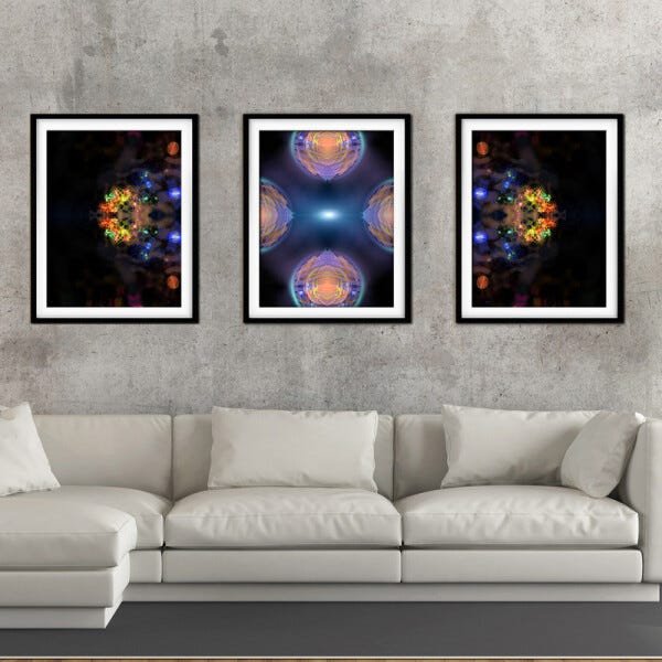 Quadro mdf preto 68x126 universo colorido mod 179 - 2