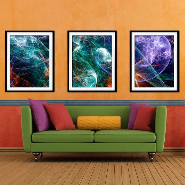 Quadro mdf preto 68x126 universo colorido mod 173 - 2