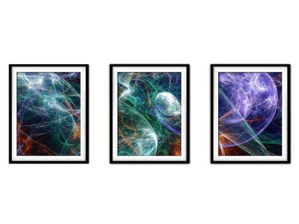 Quadro mdf preto 68x126 universo colorido mod 173 - 1