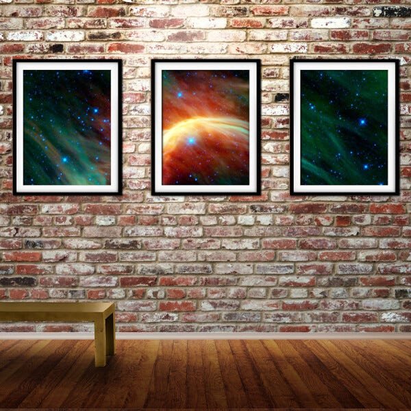 Quadro mdf preto 68x126 universo colorido mod 168 - 2