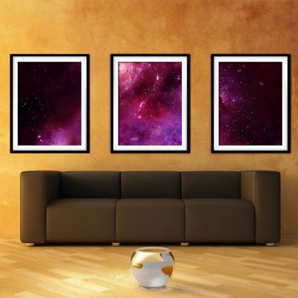 Quadro mdf preto 68x126 universo colorido mod 164 - 2