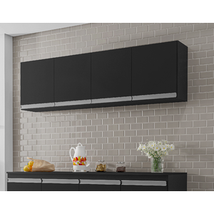 Armário de Cozinha Aéreo Andréia 150cm Preto - AJL Móveis