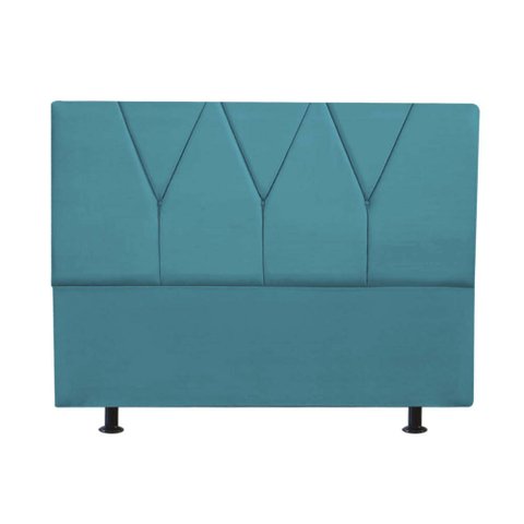 Cabeceira Estofada Solteiro 110CM Jade Suede Azul Turquesa - D A DECOR D&A Decor