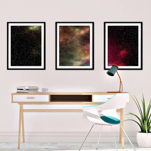 Quadro mdf preto 68x126 universo colorido mod 156 - 2