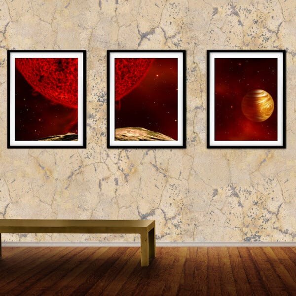 Quadro mdf preto 68x126 universo colorido mod 139 - 2