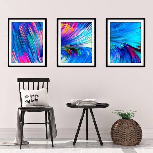 Quadro mdf preto 68x126 universo colorido mod 110 - 2