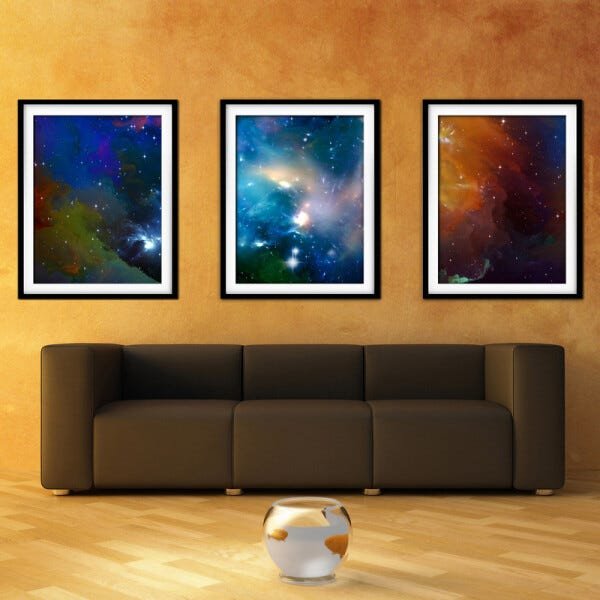 Quadro mdf preto 55x110 universo colorido mod 274 - 2