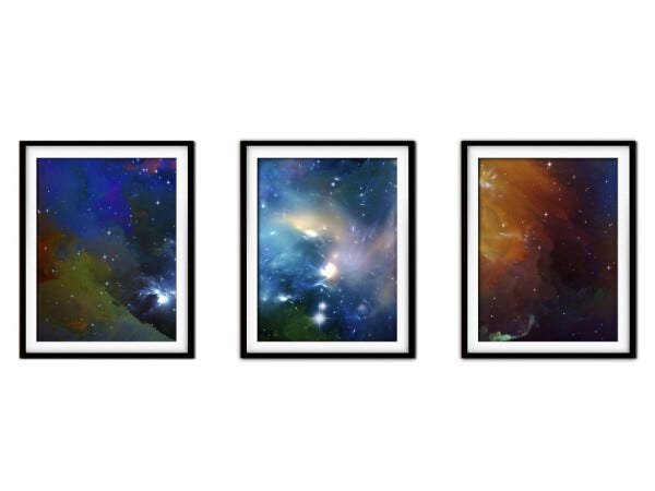 Quadro mdf preto 55x110 universo colorido mod 274 - 1