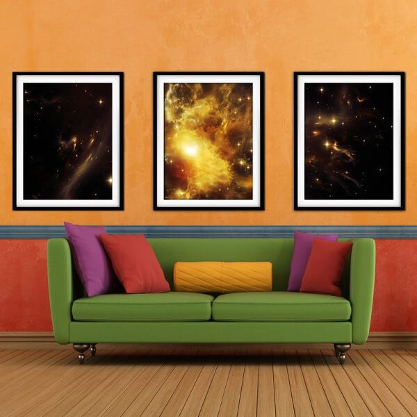 Quadro mdf preto 55x110 universo colorido mod 268 - 2