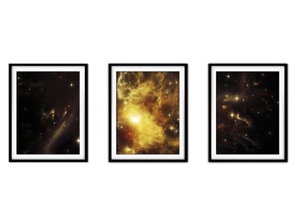 Quadro mdf preto 55x110 universo colorido mod 268 - 1