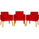 Ver imagem 1 de Kit 3 Poltronas para Recepção Nina Suede Cores Pé Palito 30cm Castanho - Suede