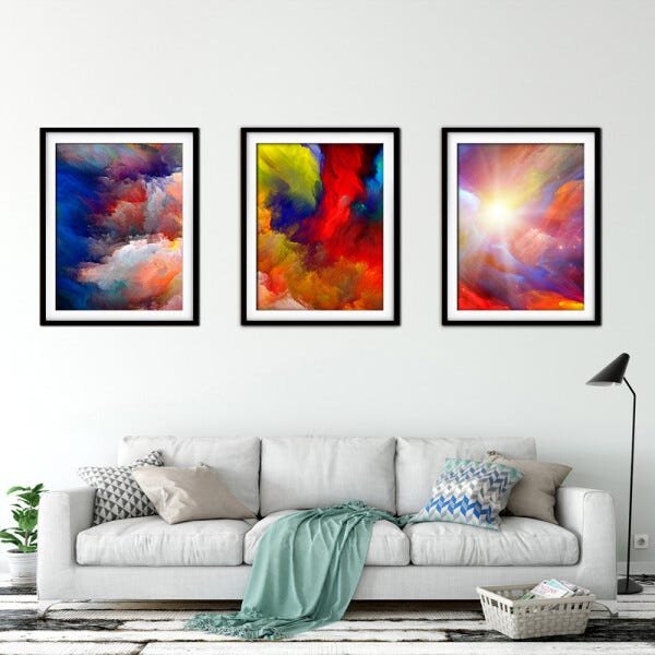 Quadro mdf preto 55x110 universo colorido mod 255 - 2
