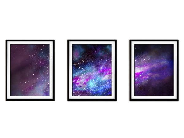 Quadro mdf preto 55x110 universo colorido mod 254 - 1