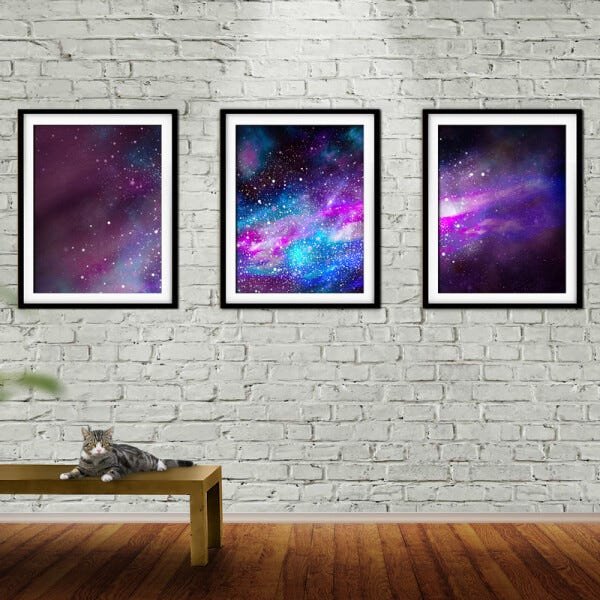 Quadro mdf preto 55x110 universo colorido mod 254 - 2