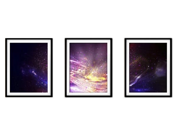 Quadro mdf preto 55x110 universo colorido mod 246 - 1