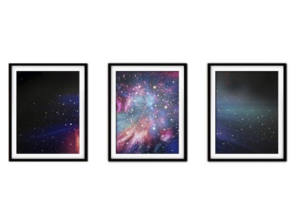 Quadro mdf preto 55x110 universo colorido mod 245 - 1