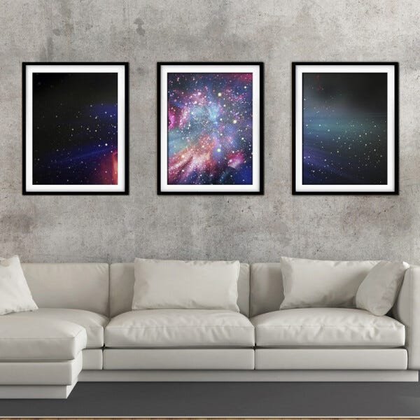 Quadro mdf preto 55x110 universo colorido mod 245 - 2