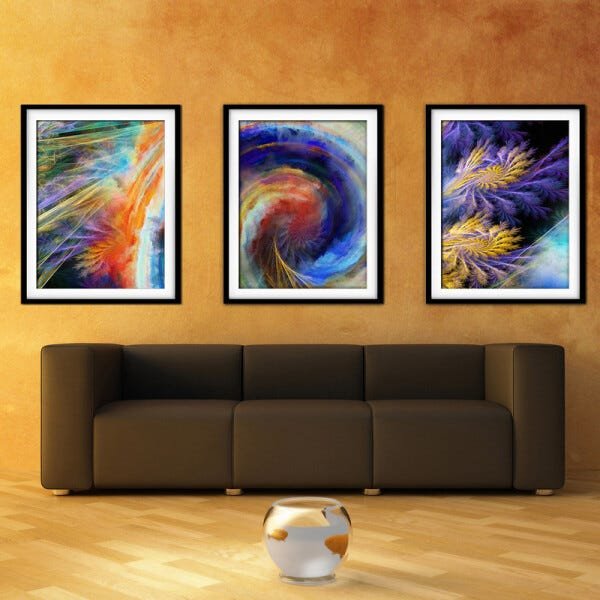 Quadro mdf preto 55x110 universo colorido mod 228 - 2