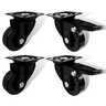 Kit Rodízio 2 S/ Trava + 2 C/ Trava Rodinha Black Giratório Silicone Móveis - 1