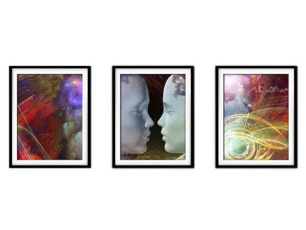 Quadro mdf preto 55x110 universo colorido mod 201 - 1