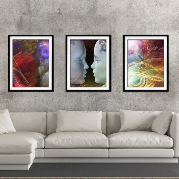 Quadro mdf preto 55x110 universo colorido mod 201 - 2