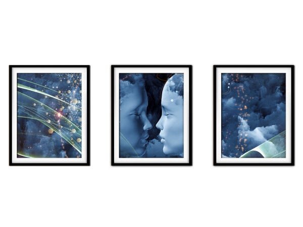Quadro mdf preto 55x110 universo colorido mod 198 - 1