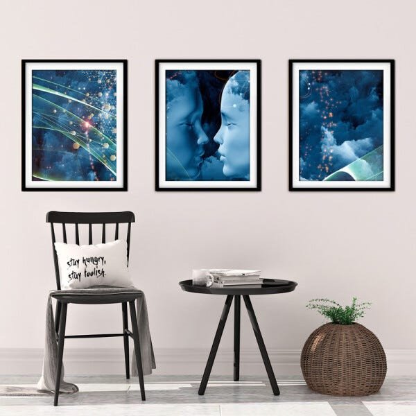 Quadro mdf preto 55x110 universo colorido mod 198 - 2