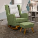 Ver imagem 1 de Poltrona de Amamentação Balanço Diana com Puff Boucle Verde - Lg Decor Baby