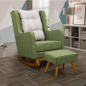 Poltrona de Amamentação Balanço Diana com Puff Boucle Verde - Lg Decor Baby