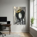Ver imagem 1 de Quadro Decorativo Arte Abstrata Negra com Coroa - 70x50cm:moldura Preta