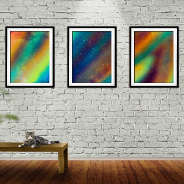 Quadro mdf preto 55x110 universo colorido mod 188 - 2