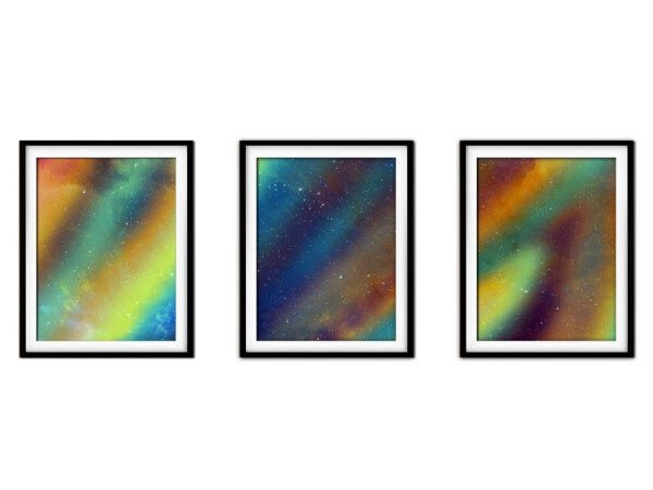 Quadro mdf preto 55x110 universo colorido mod 188 - 1