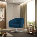 Ver imagem 2 de Poltrona Decorativa Base Giratória Cromada Stella Bouclê Azul D03 - D'Rossi