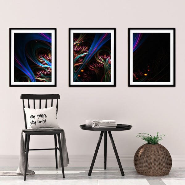 Quadro mdf preto 55x110 universo colorido mod 176 - 2
