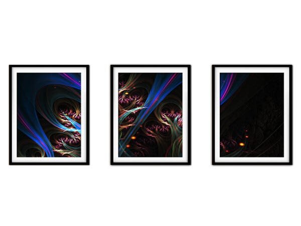 Quadro mdf preto 55x110 universo colorido mod 176 - 1