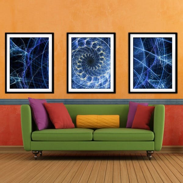 Quadro mdf preto 55x110 universo colorido mod 61 - 2