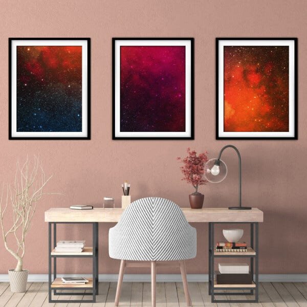 Quadro mdf preto 55x110 universo colorido mod 41 - 2