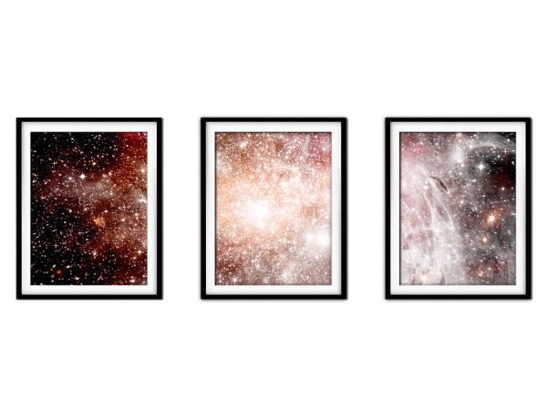 Quadro mdf preto 55x110 universo colorido mod 36 - 1