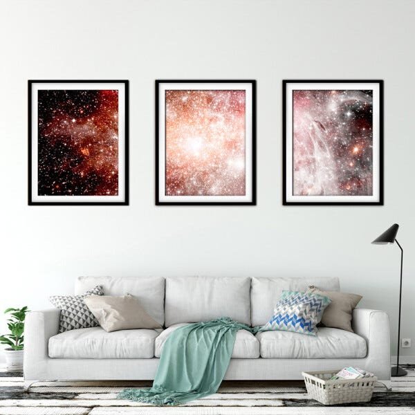 Quadro mdf preto 55x110 universo colorido mod 36 - 2
