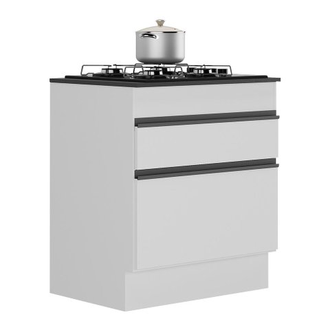Balcão Cozinha C/ Rodapé para Cooktop 70 Cm 1 Porta 1 Gav Veneza Multimóveis Mp2118.964 Branco/