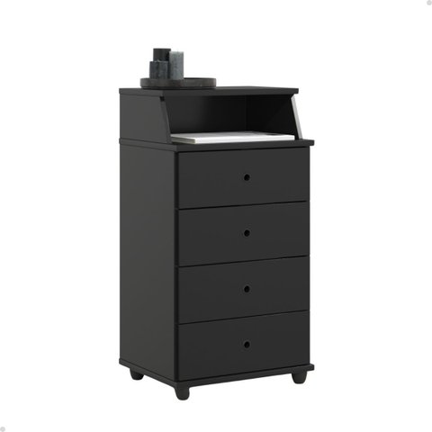 Mesa de Cabeceira Retrô 4 Gavetas - Mod.3005 Cor:preto
