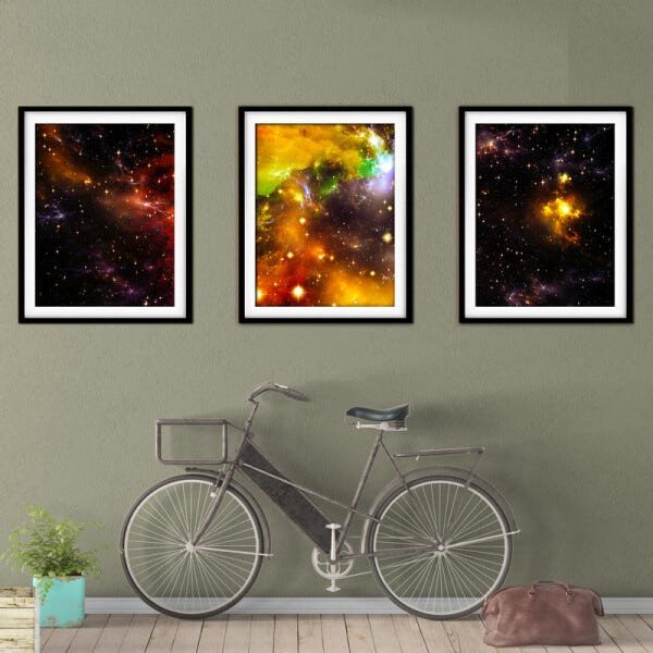 Quadro mdf preto 45x96 universo colorido mod 265 - 2
