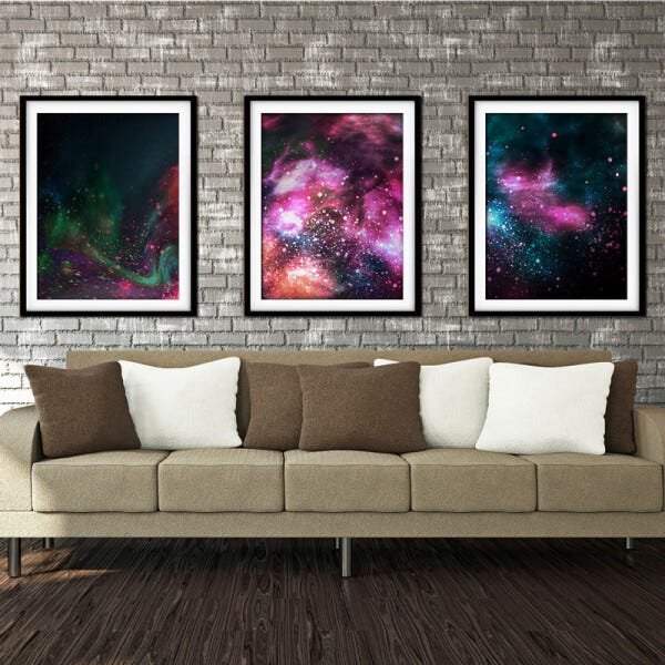 Quadro mdf preto 45x96 universo colorido mod 253 - 2